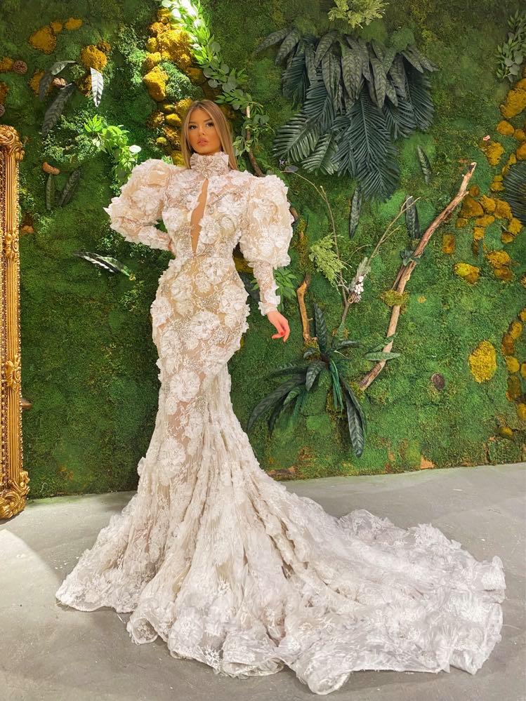 3D Floral Lace Mermaid Gown