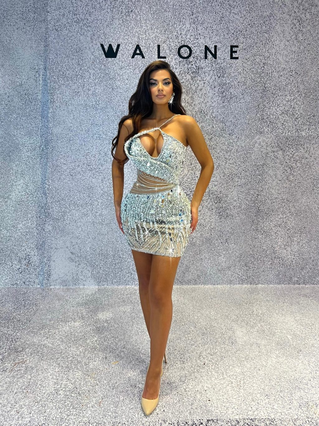 Silver Asymmetrical Short Dress