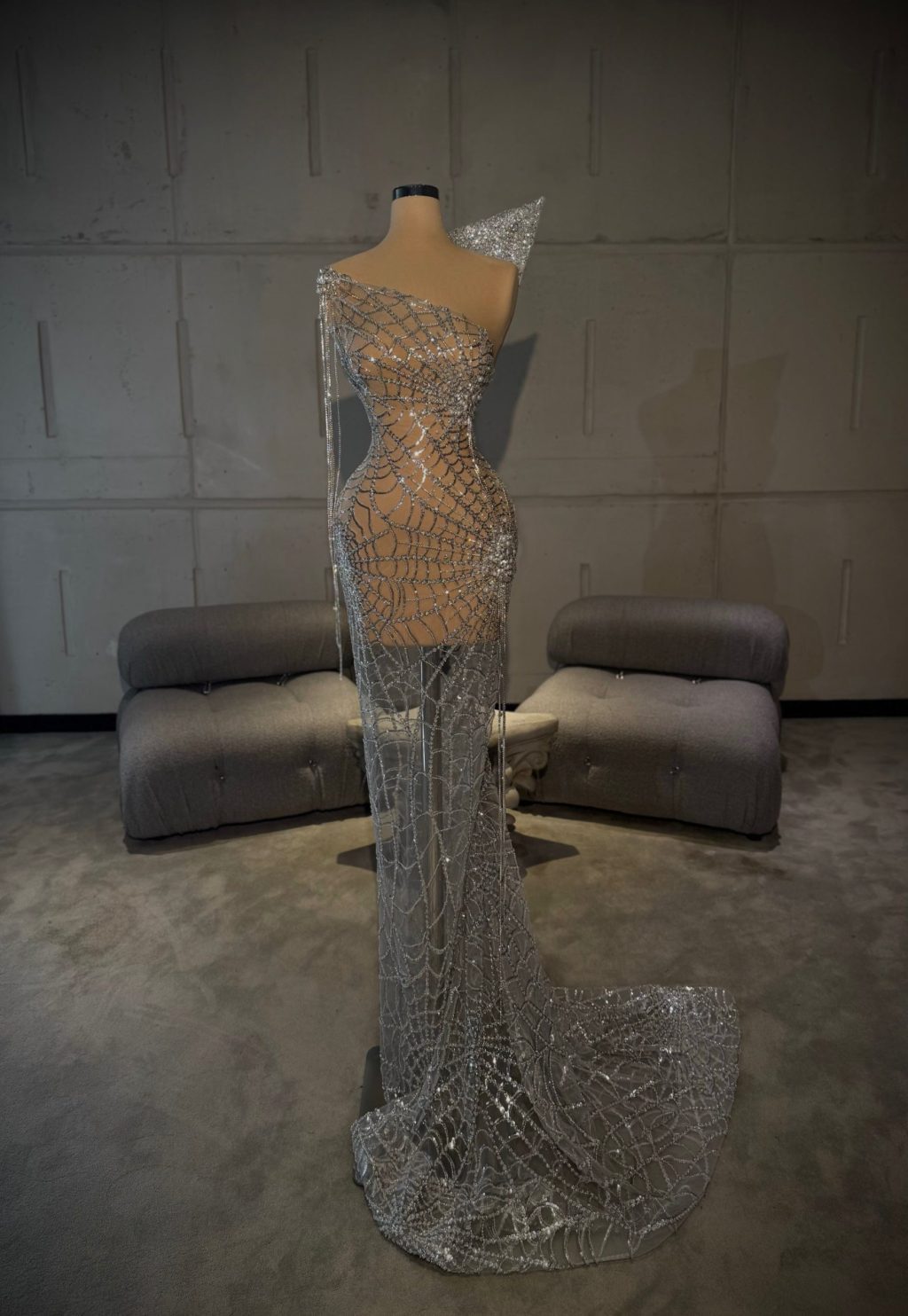 Ivy - Silver Beaded Gown