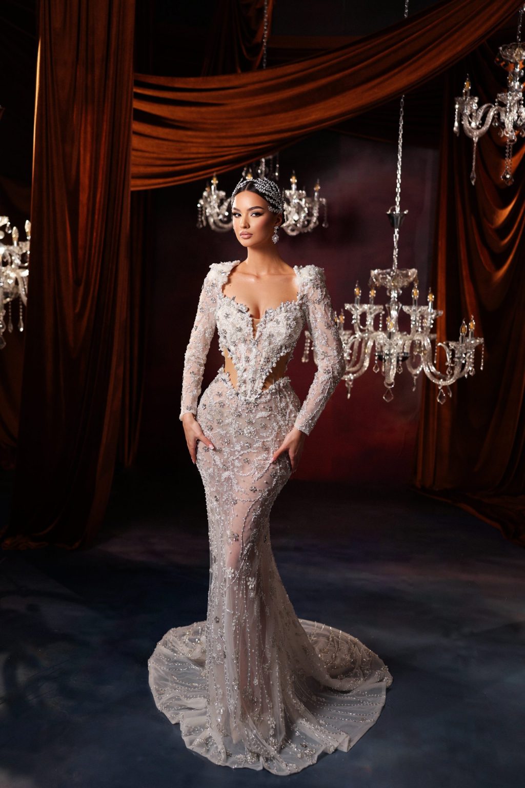 Ornate Cut Out Mermaid Gown