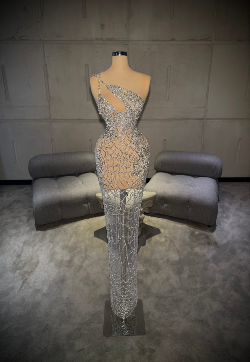 Celestina - Crystal Asymmetrical Gown