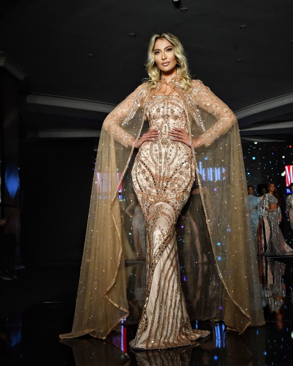 Long Cream Embroidered Gown