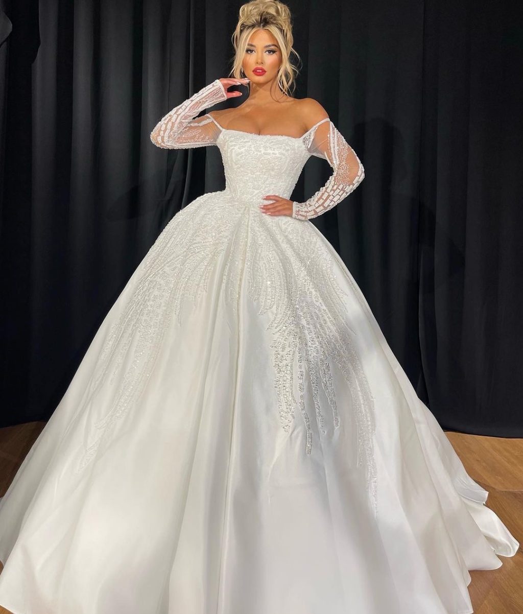 Bridal Ball Gown with Sheer Sleeves