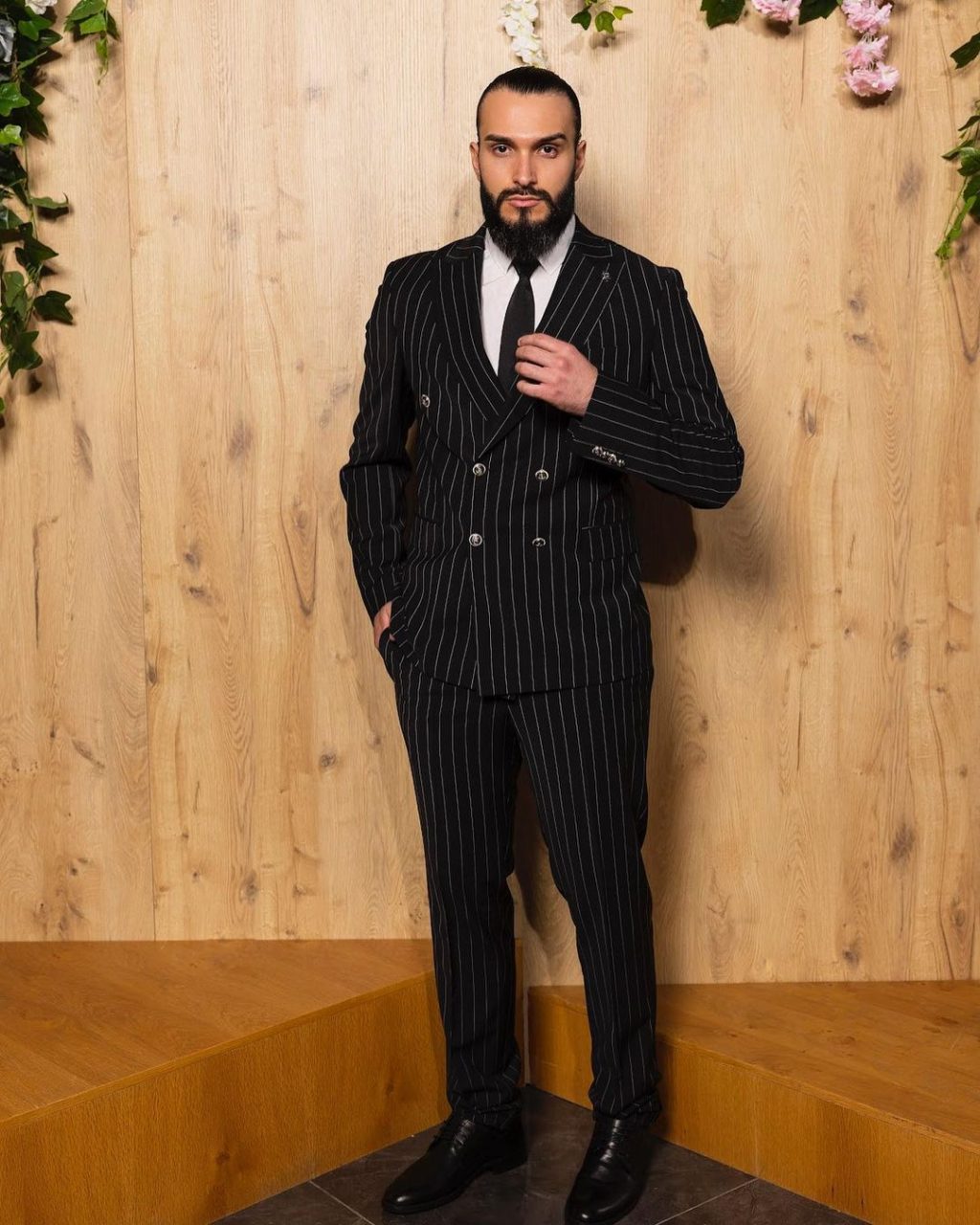 Striped Black Double Breasted Suit