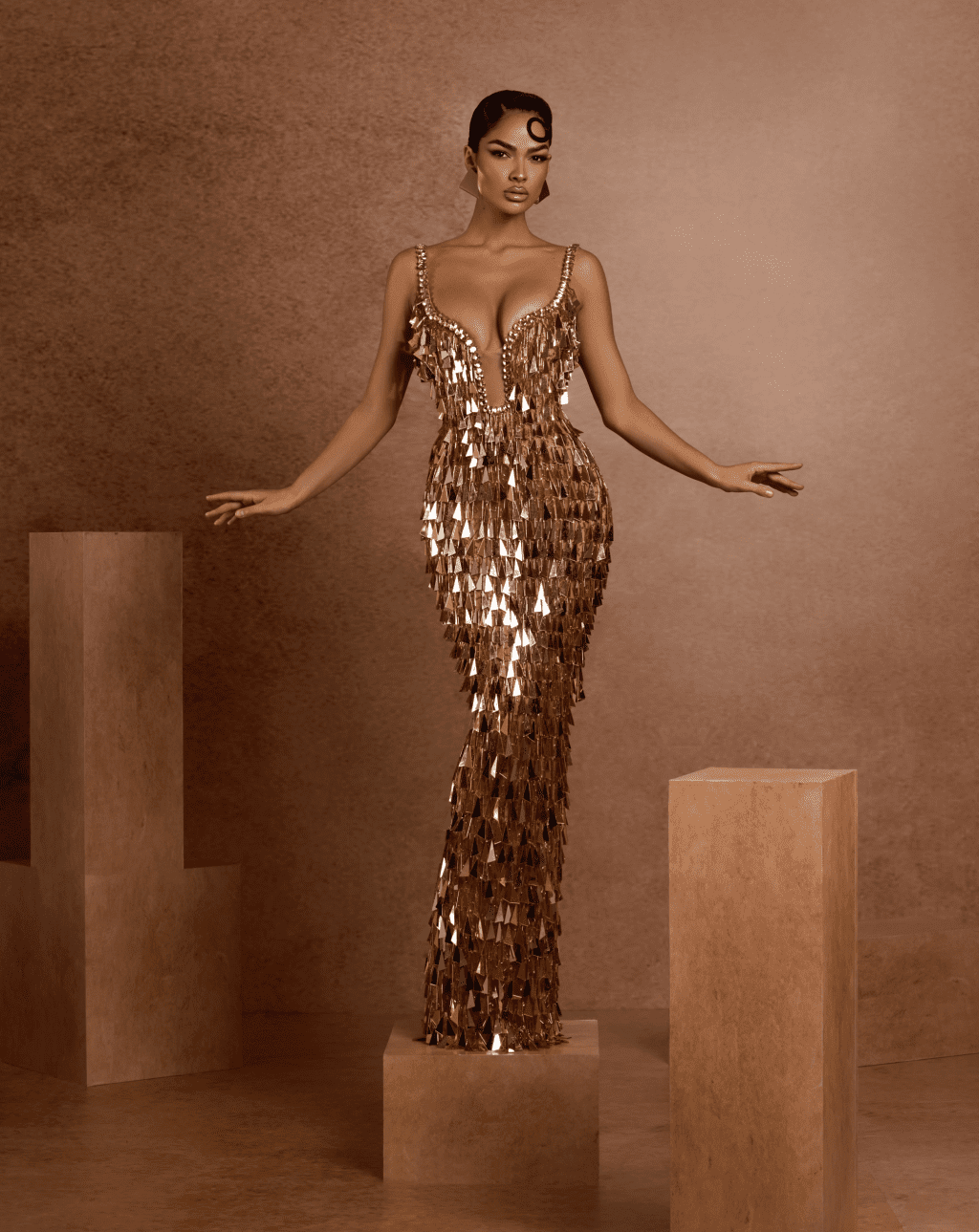 Golden Throne Plunge Gown
