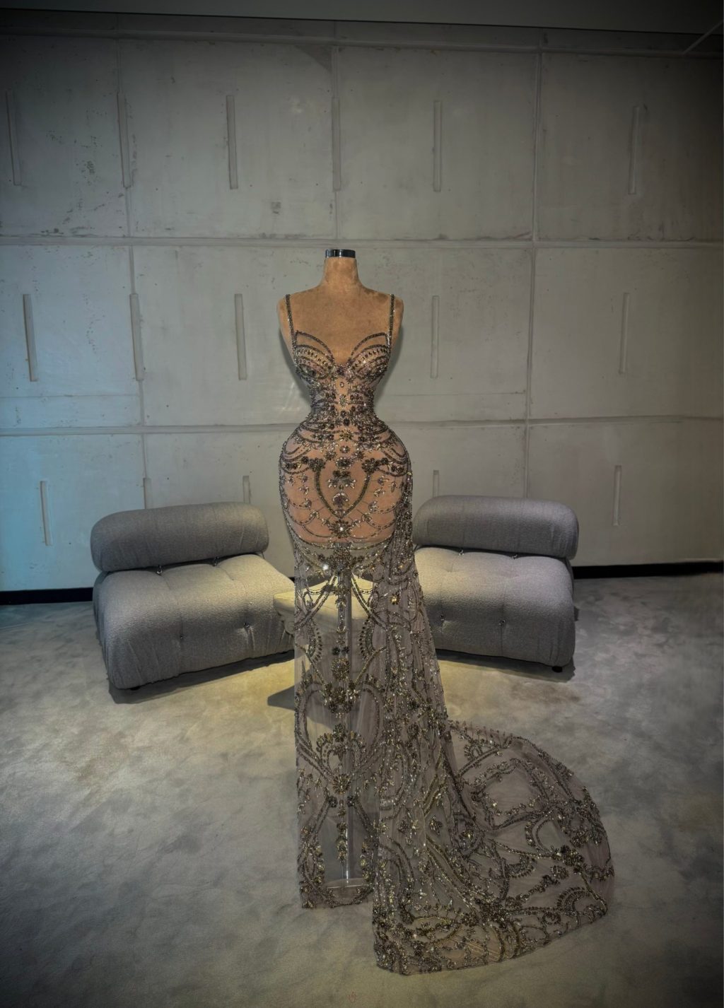 Adelina - Nude Embellished Gown