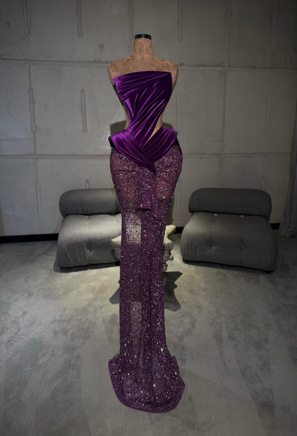 Soraya - Draped Sequin Gown