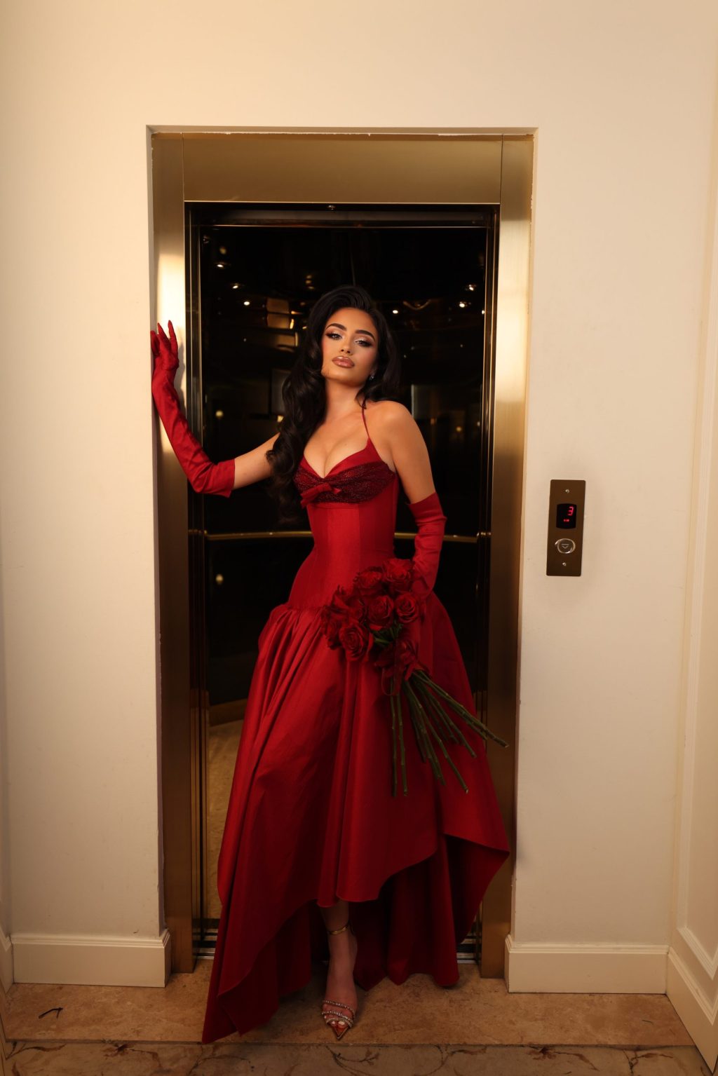 Maddie - Red Asymmetric Gown