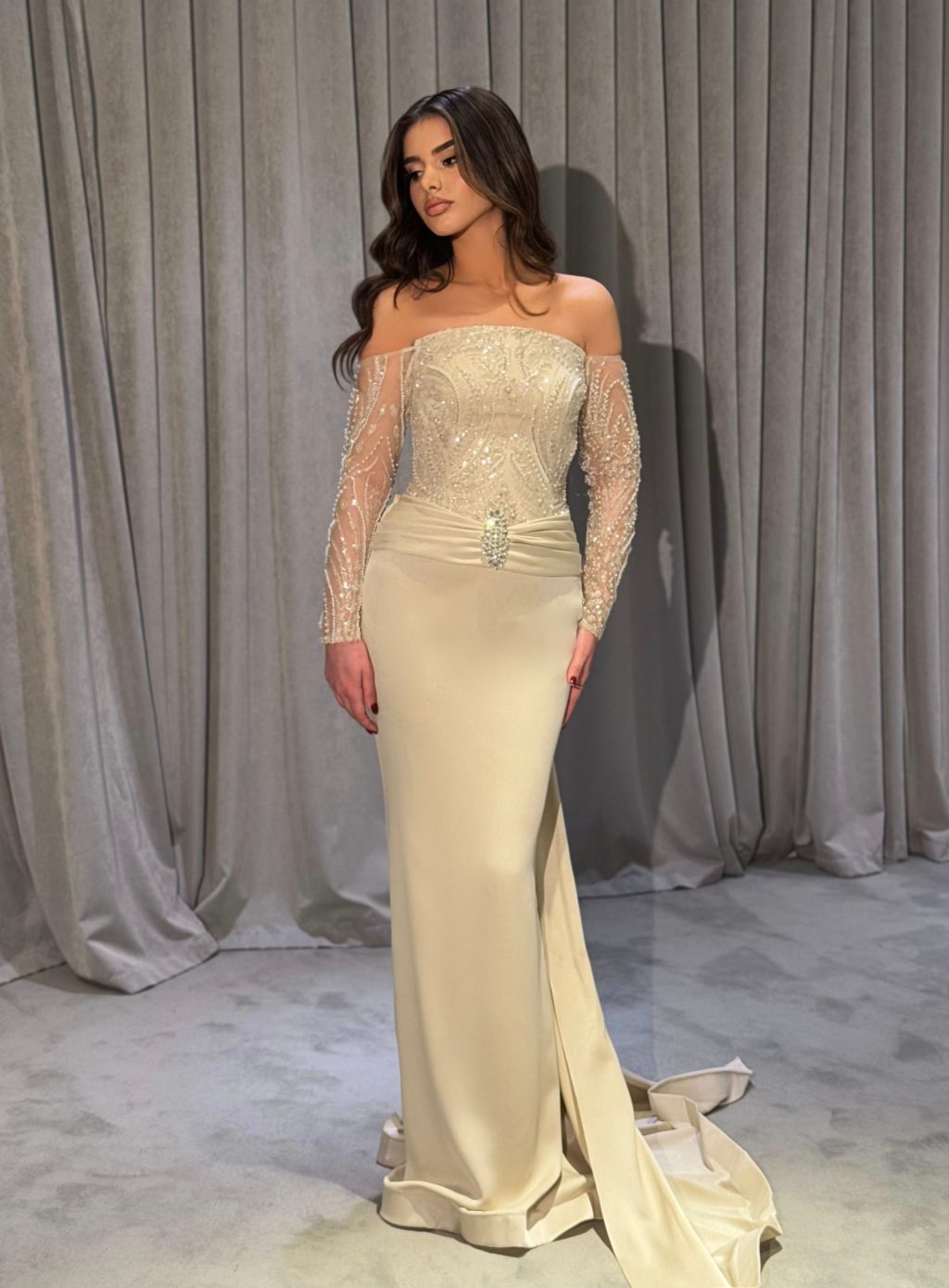 Kalèa - Beaded Off Shoulder Gown