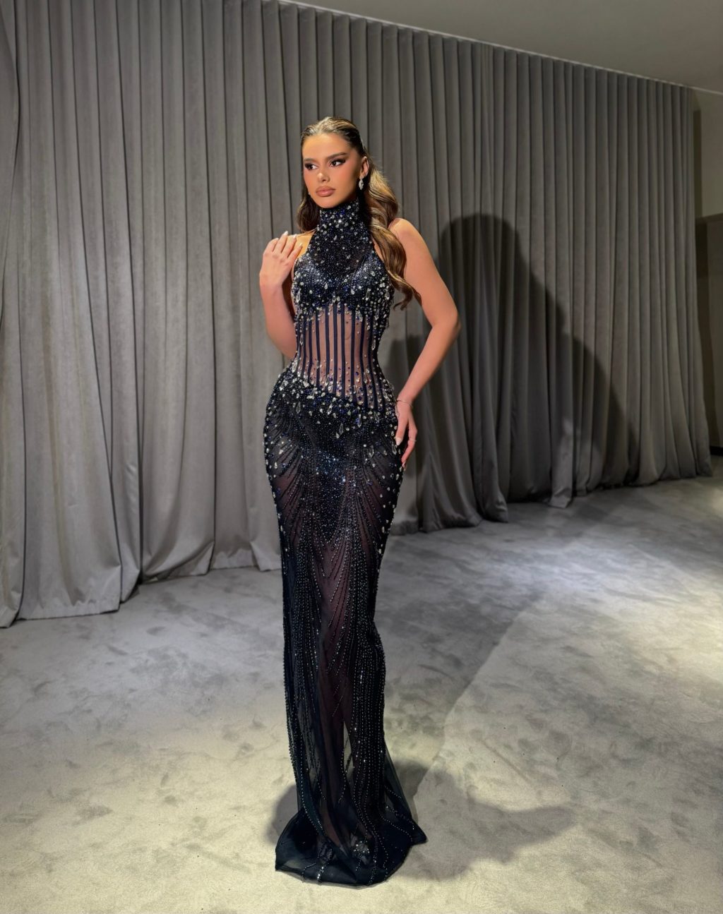 Irielle - Halter Corset Beaded Gown