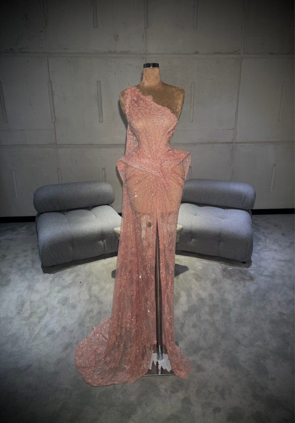 Nayomi - One Shoulder Blush Gown