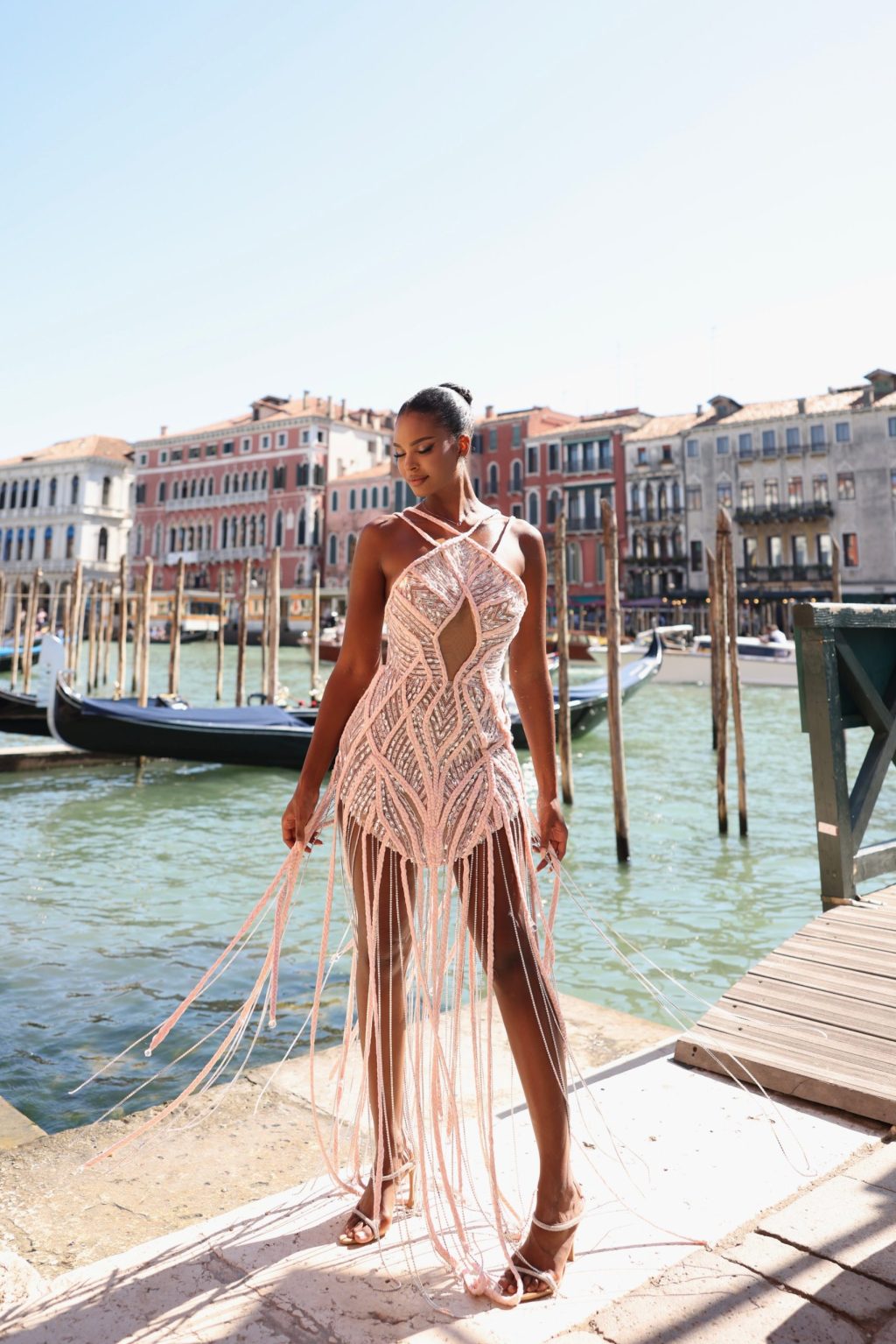 Maristella - Beaded Fringe Mini Dress