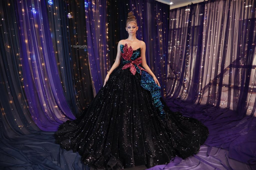 Strapless Shimmering Embellished Dress