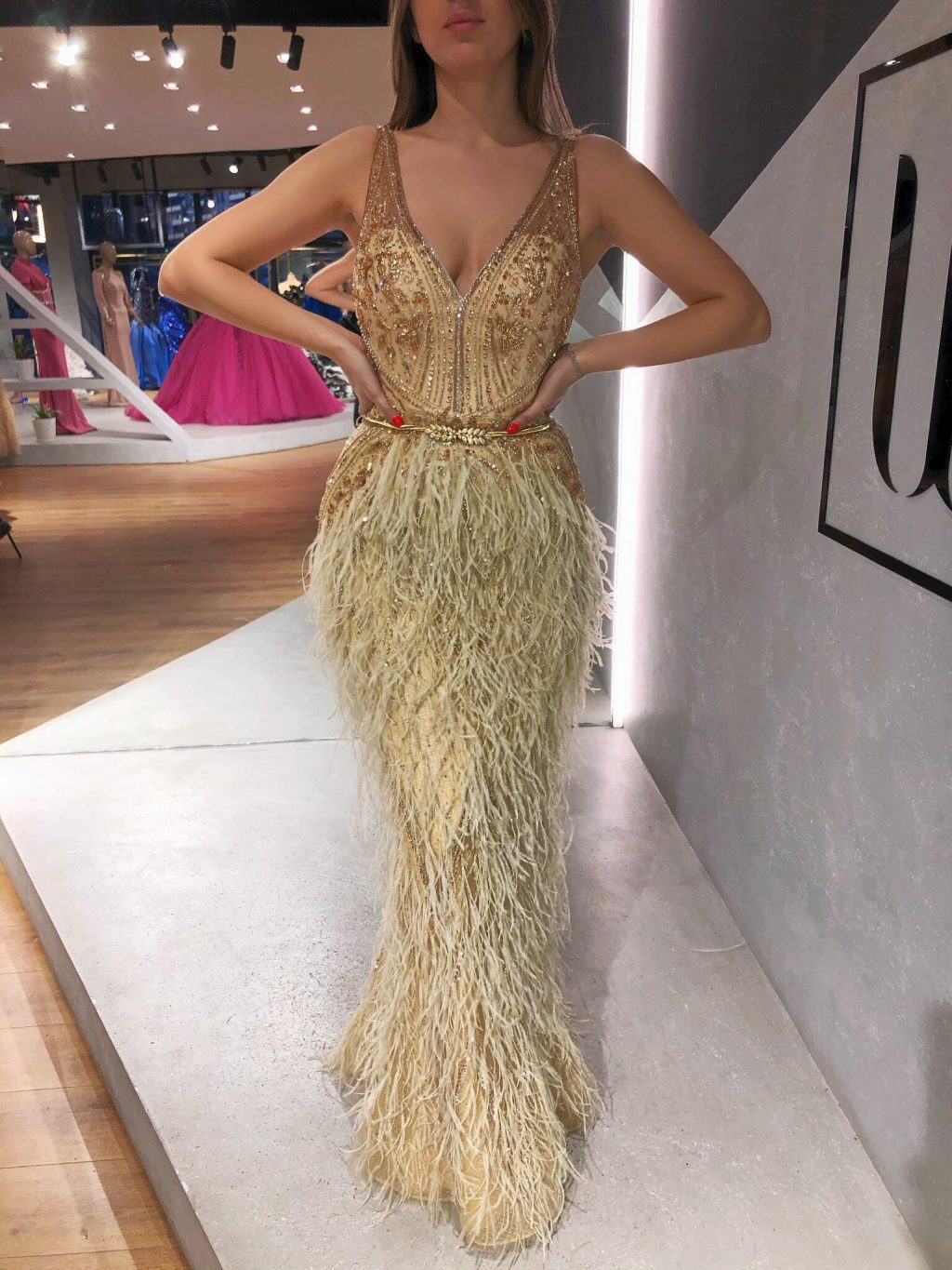 Yellow Feathered Dress