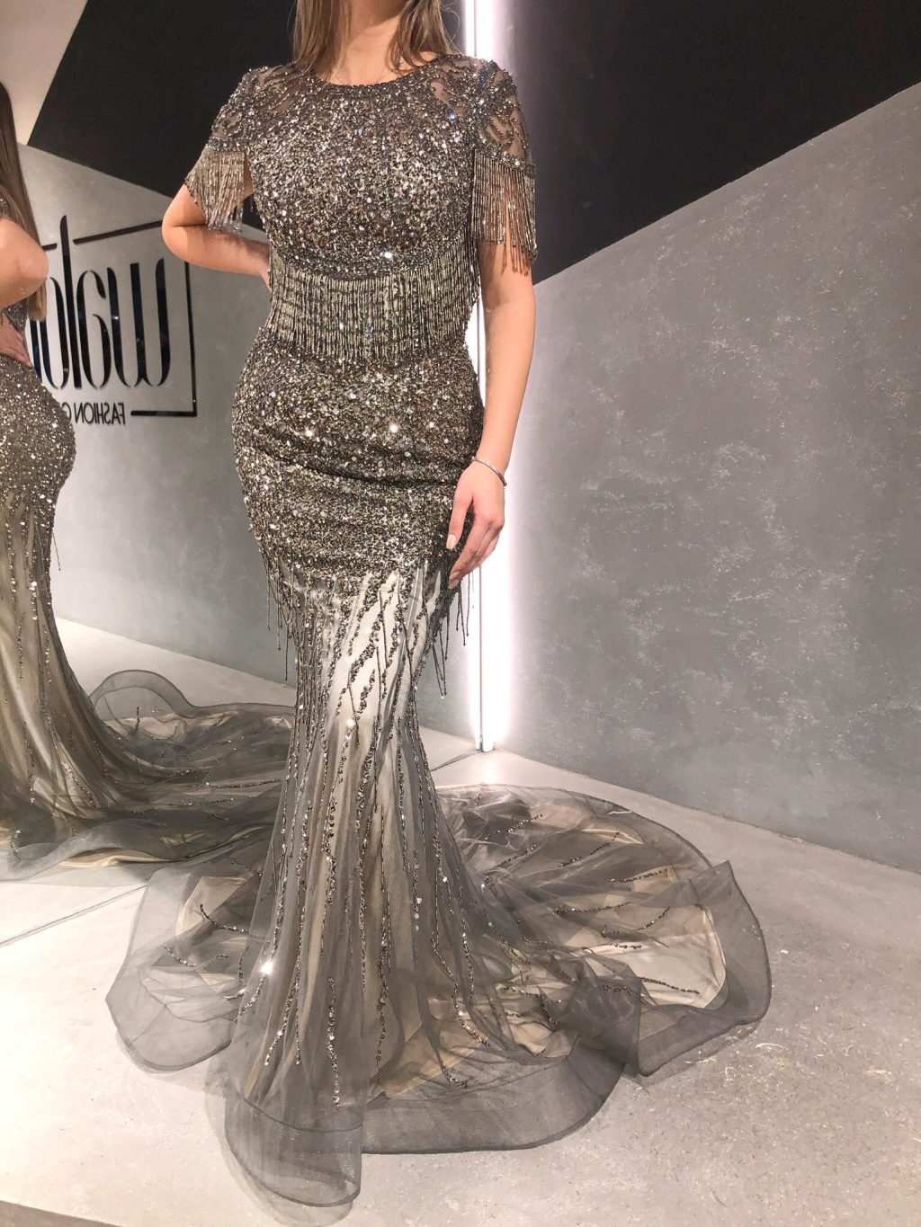 Gray Embellished Dress