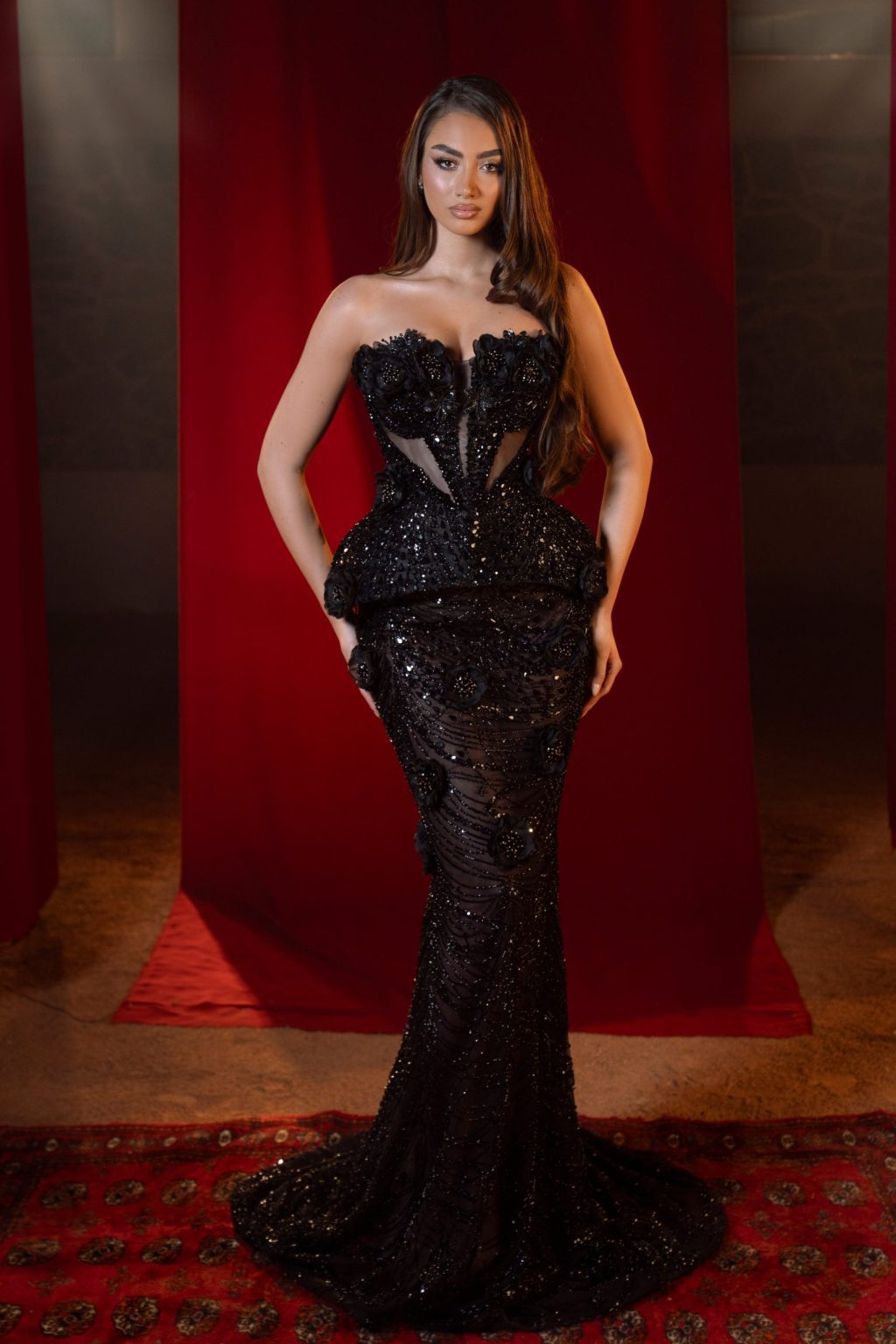 Elda - Floral Peplum Gown