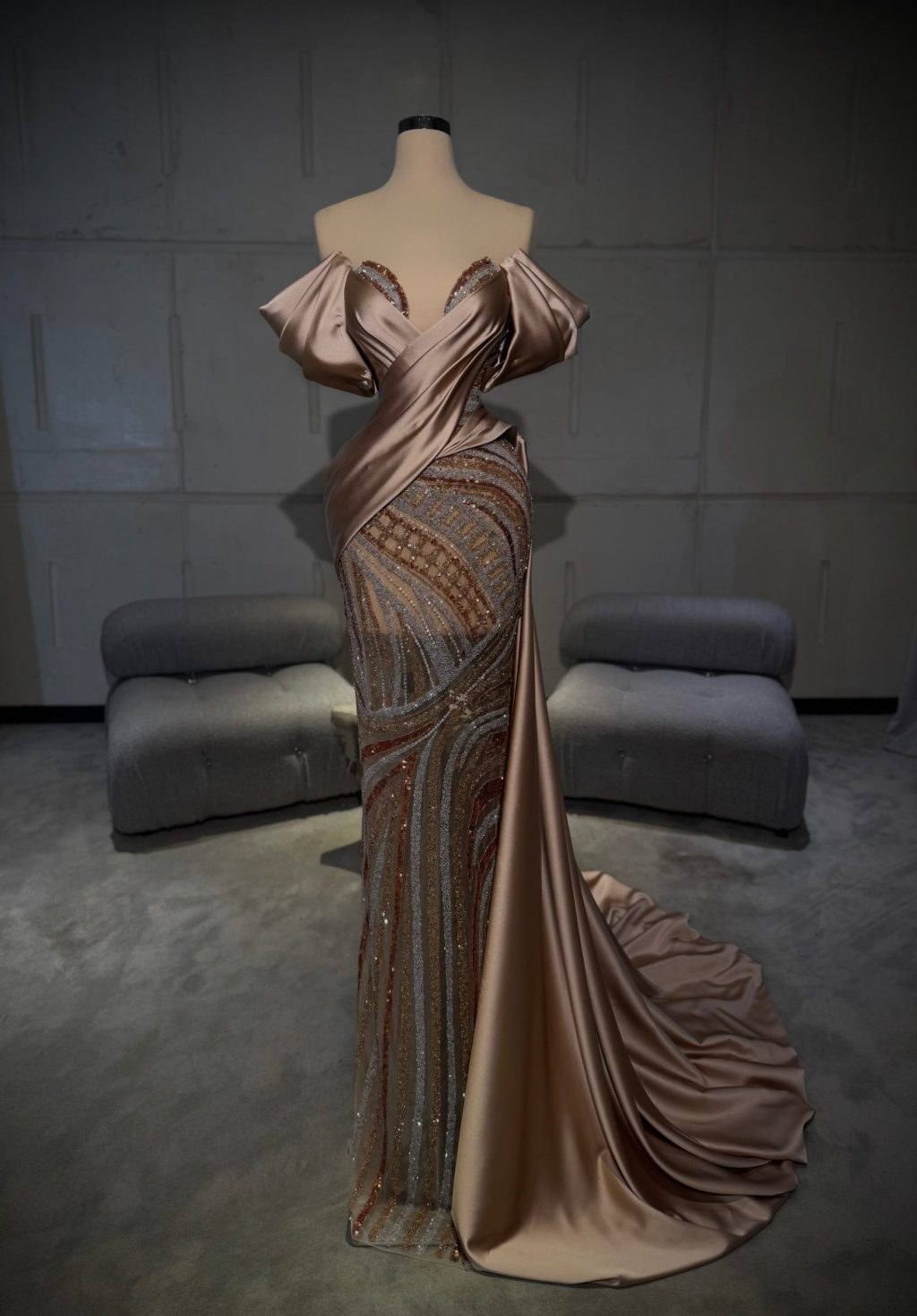 Elnura - Draped Crystal Gown