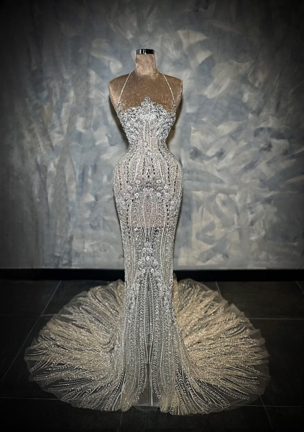 Lanna - Crystal Halter Mermaid Gown