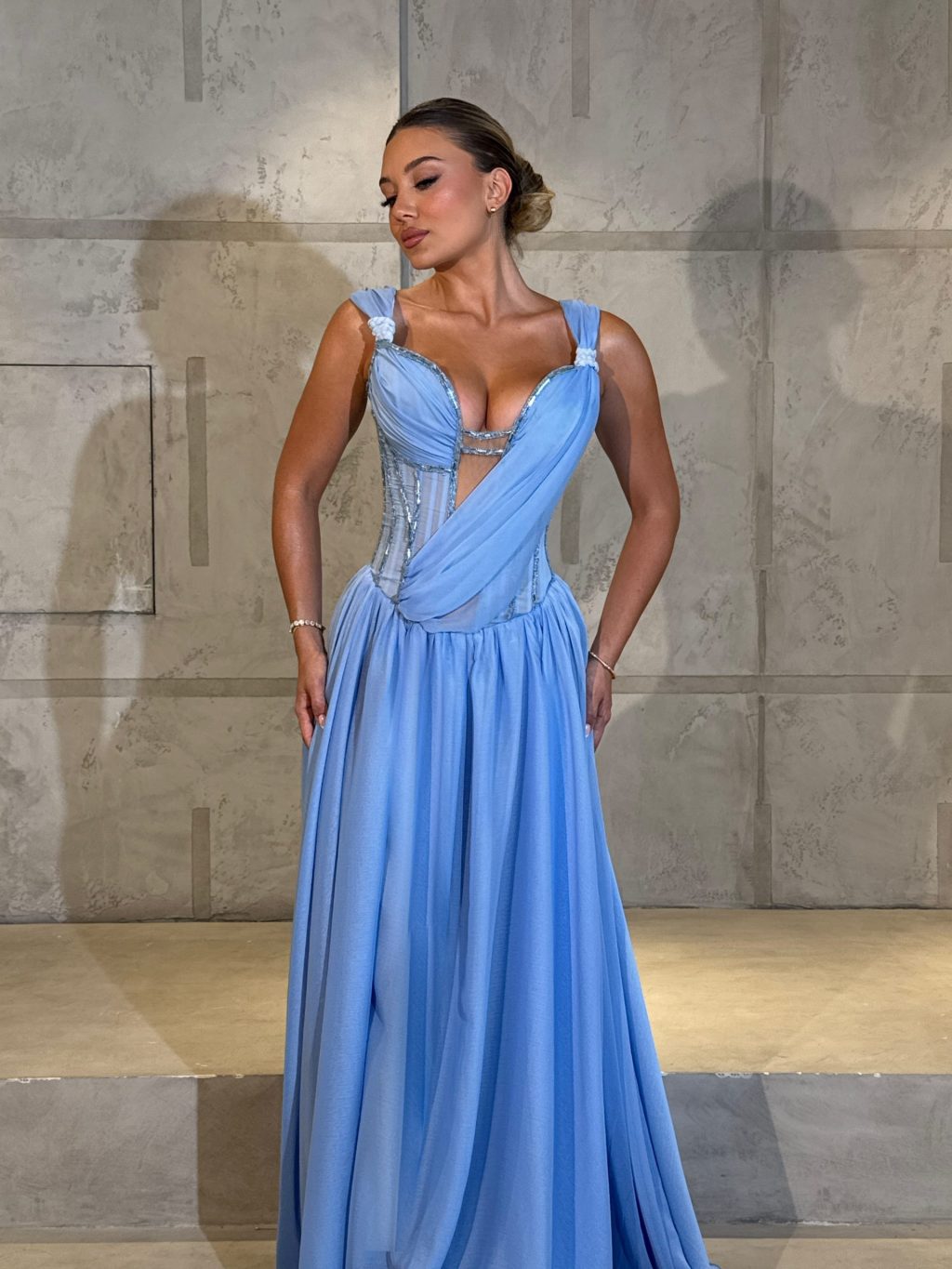 Clara - Powder Blue Flowing Dress