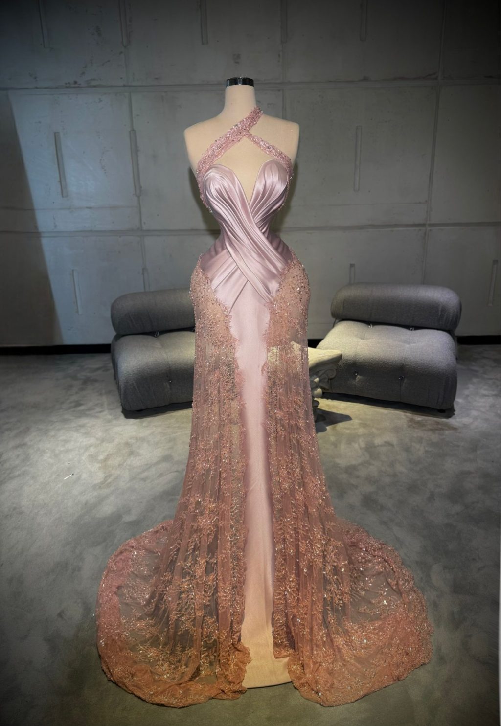 Marzella - Rose Blush Draped Gown