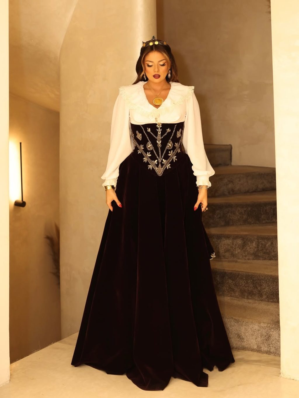 Teuta - Embroidered Velvet Gown