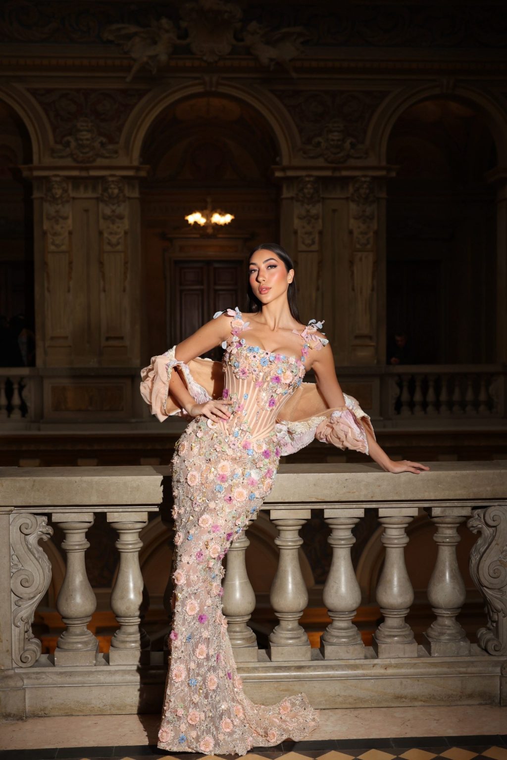 Triana - Floral Embroidered Gown