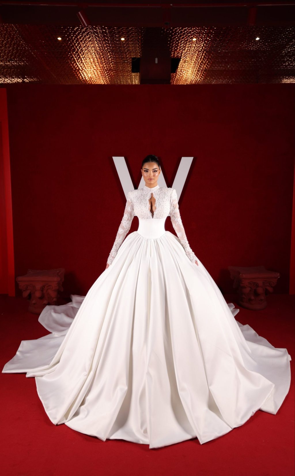 Vessa - High Neck Lace Ball Gown
