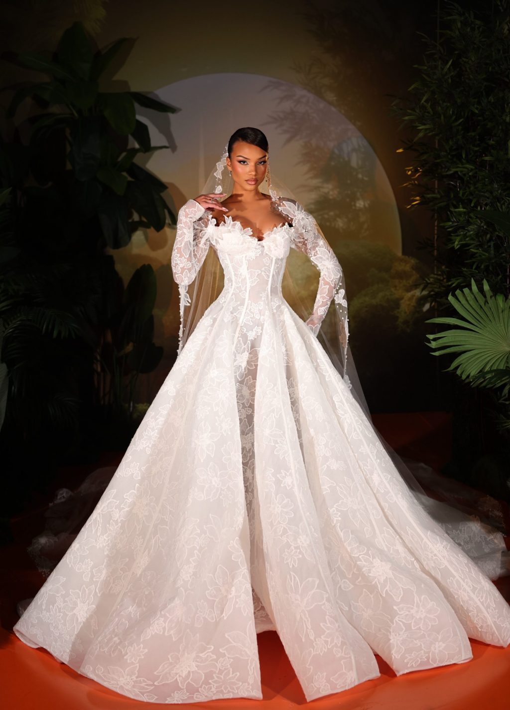 Ardessa- Off Shoulder Floral Lace Gown