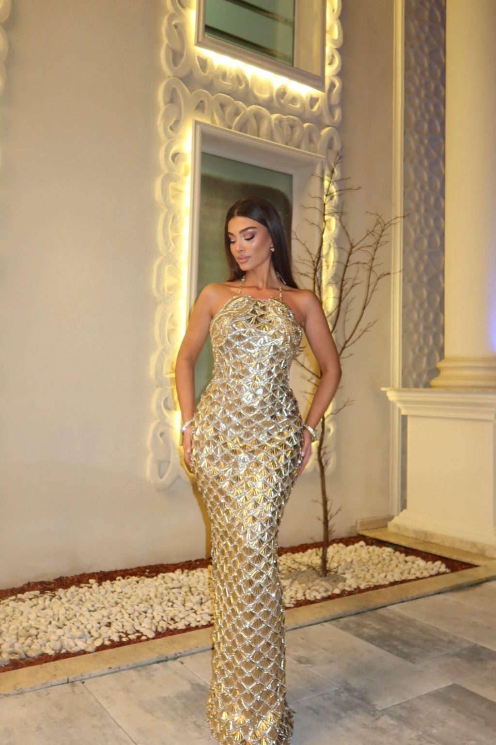 Maréa - Gold Halter Gown