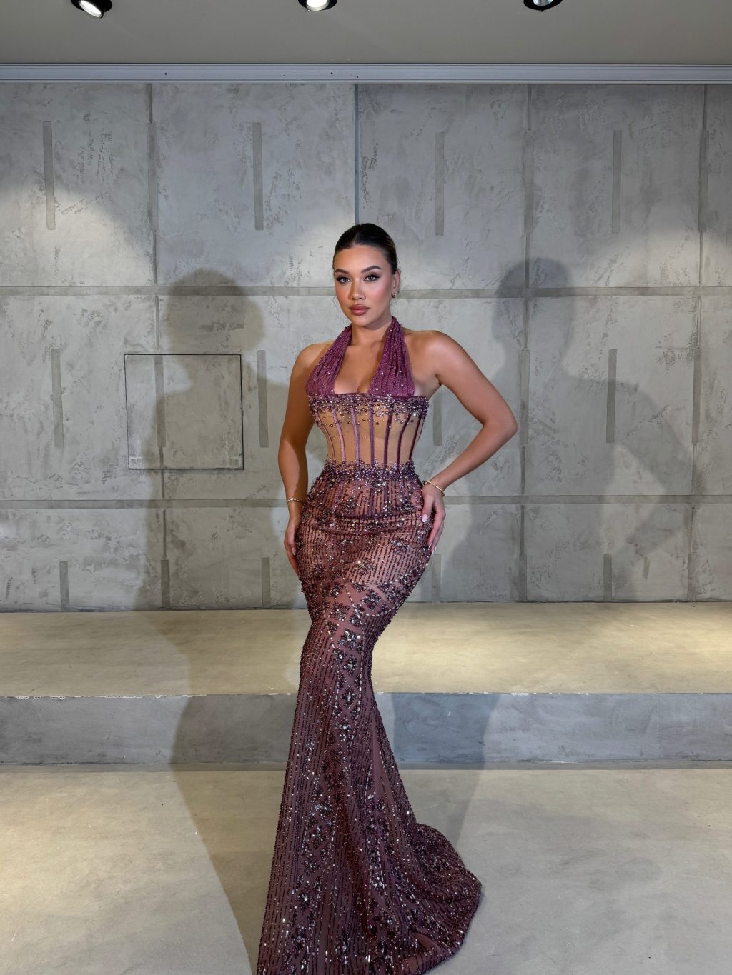 Lily - Beaded Halter Gown