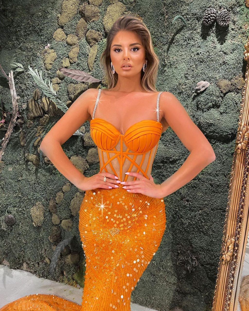 Spaghetti Straps Orange Dress