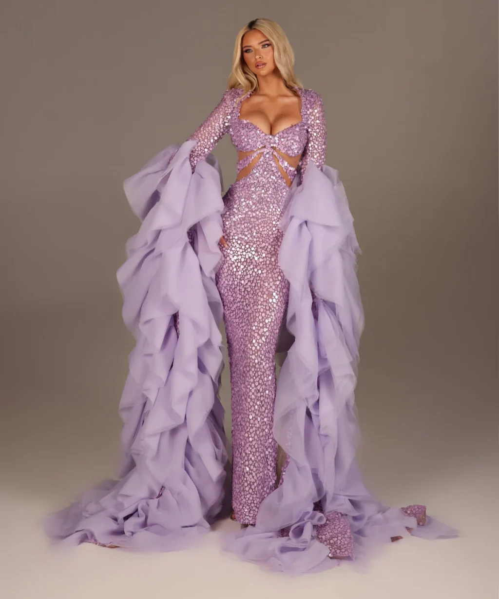 Andela - Mermaid Gown with Dramatic Ruffle Sleeves